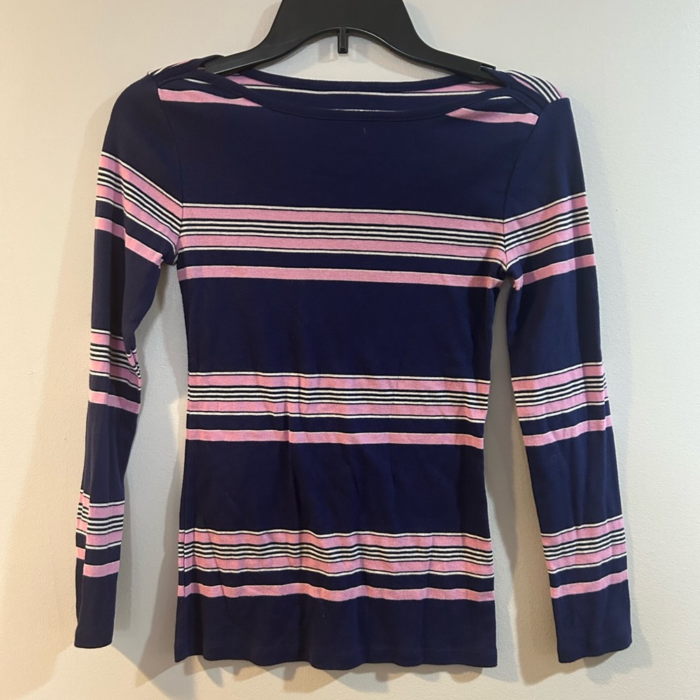 Old Navy Blue and Pink long sleeve Striped Top size XS